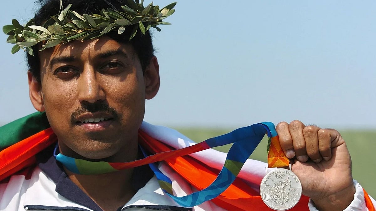 Photo: X | Akash Deshpande : Rajyavardhan Singh Rathore with his Athens Olympics silver medal in 2004.